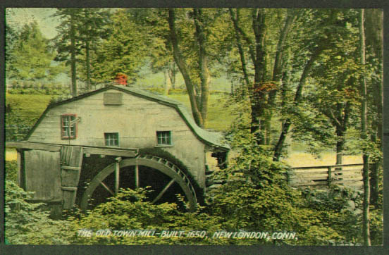 The Old Town Mill New London Ct Built 1650 Postcard 1910s