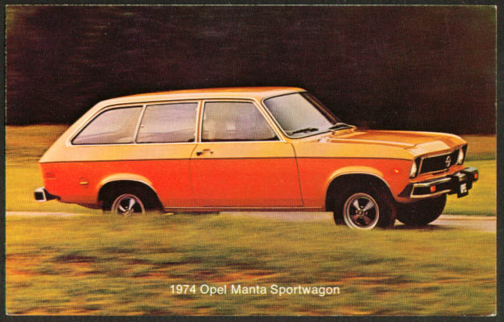 1974 Opel Manta Sportwagon advertising postcard