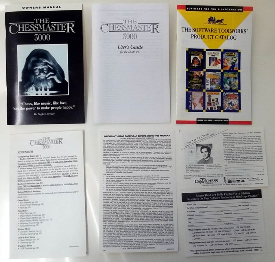 The Chessmaster 3000 IBM PC MS-DOS game Software Toolworks 1991