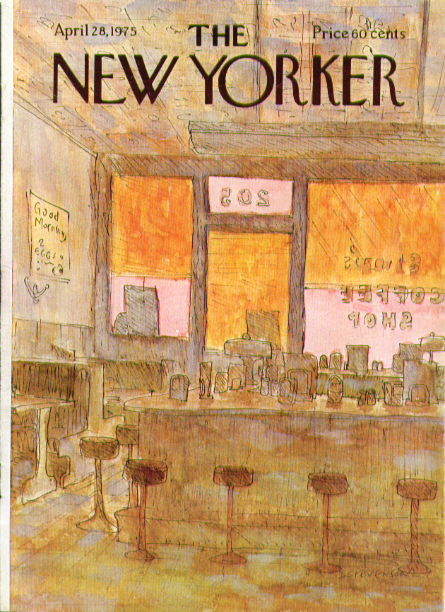 New Yorker cover Stevenson coffee shop closed 4/28 1975
