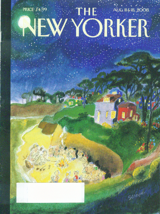New Yorker cover Sempe round the campfire 8/11 2008