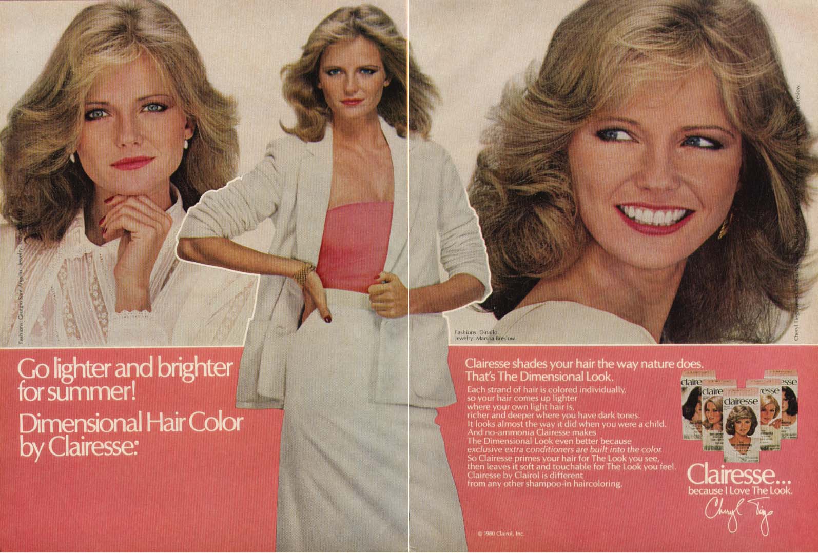 Cheryl Tiegs for Clairesse Hair Color Ad 1980 Lighter