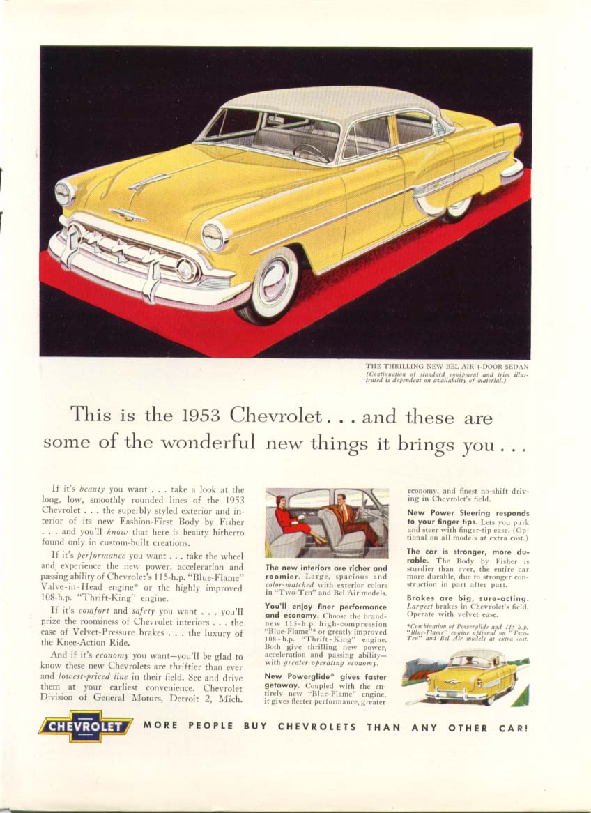 Chevrolet Bel Air wonderful new things ad 1953 | eBay