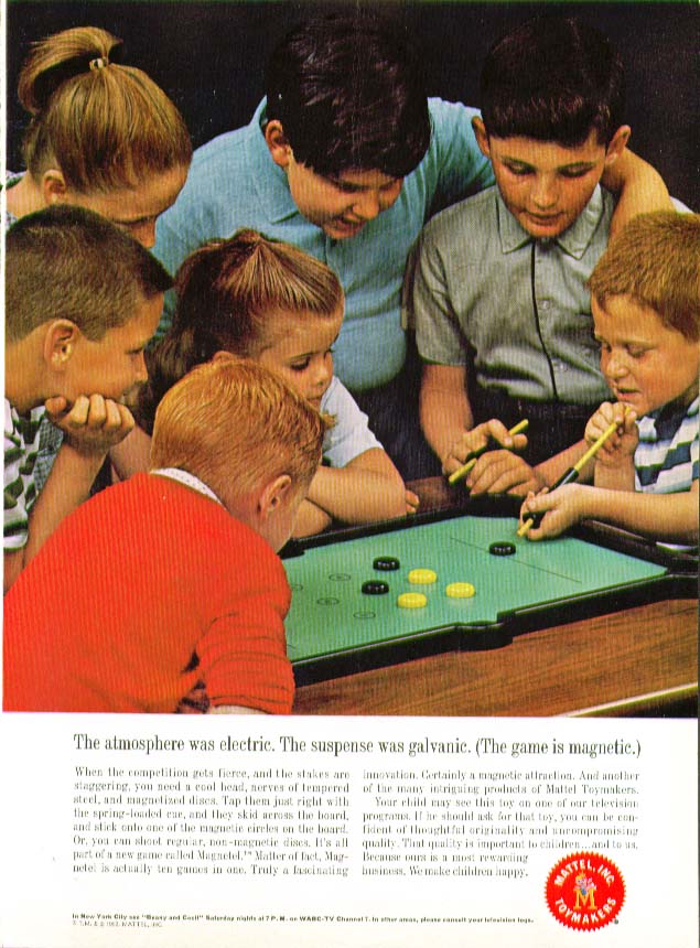 Suspense galvanic Mattel Magnetel Game ad 1962