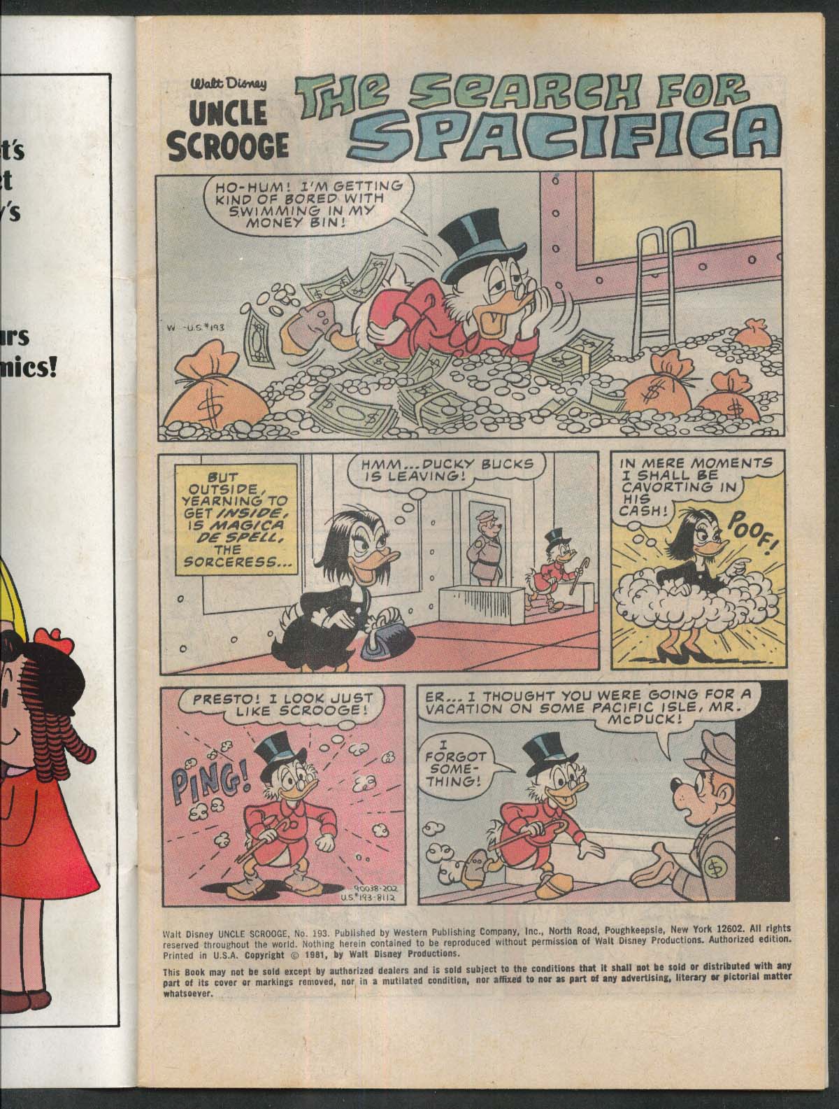 Walt Disney UNCLE SCROOGE #193 Whitman comic book 1981