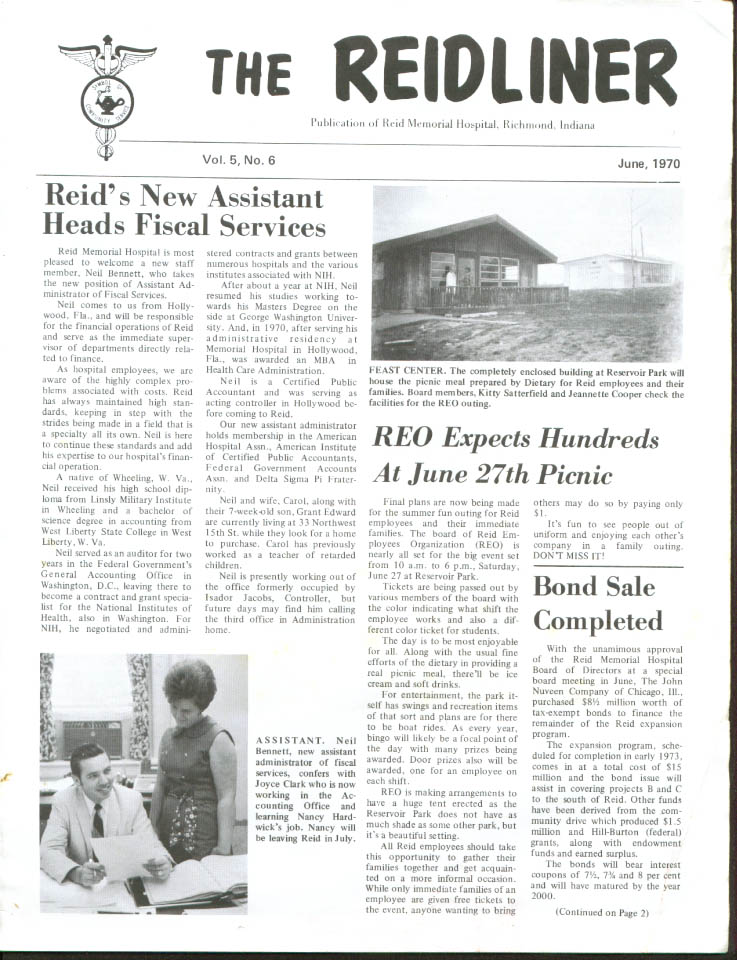 Reid Memorial Hospital Richmond IN Reidliner 6/1970