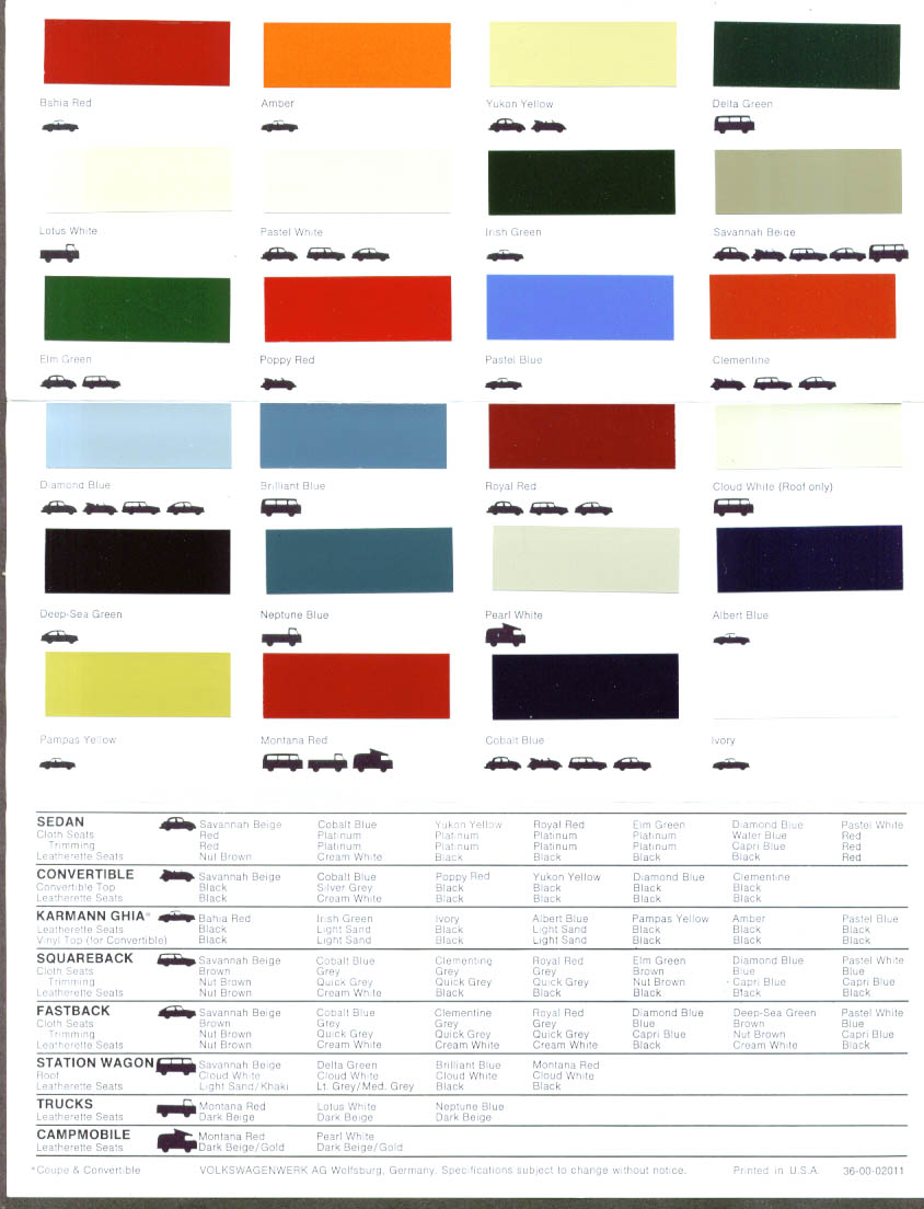 Vw Volkswagen Beetle Ghia Paint Chips Color Chart | My XXX Hot Girl