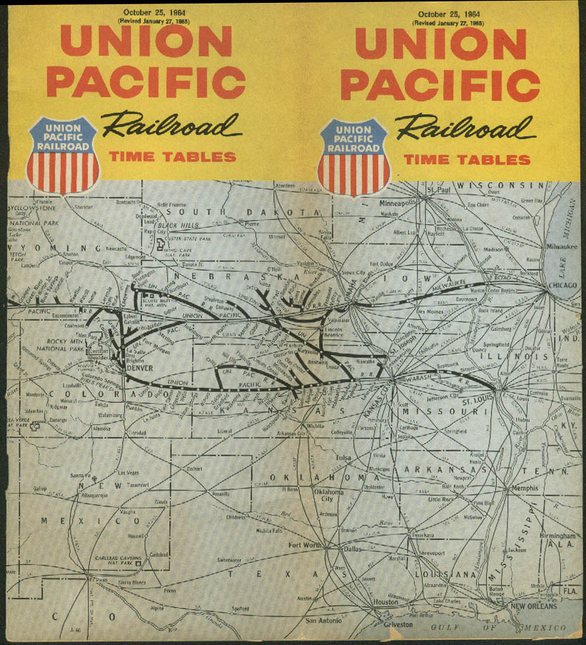 Union Pacific Railroad Time Tables 10/25 1964 Revised 1/27 1965