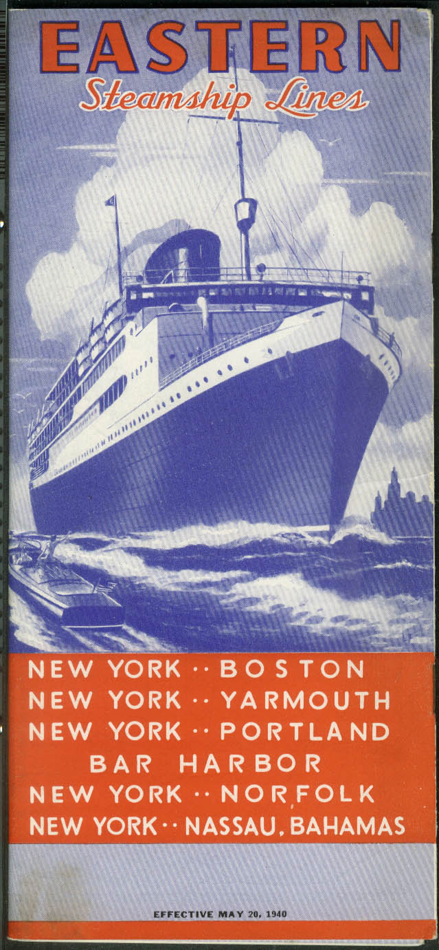 Eastern Steamship Lines brochure with deck plans 5/20 1940 NY World's Fair