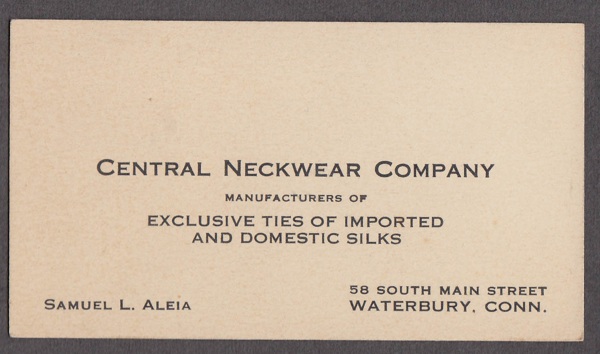 Central Neckwear Silk Ties Waterbury CT ca 1940s Samuel L Aleia