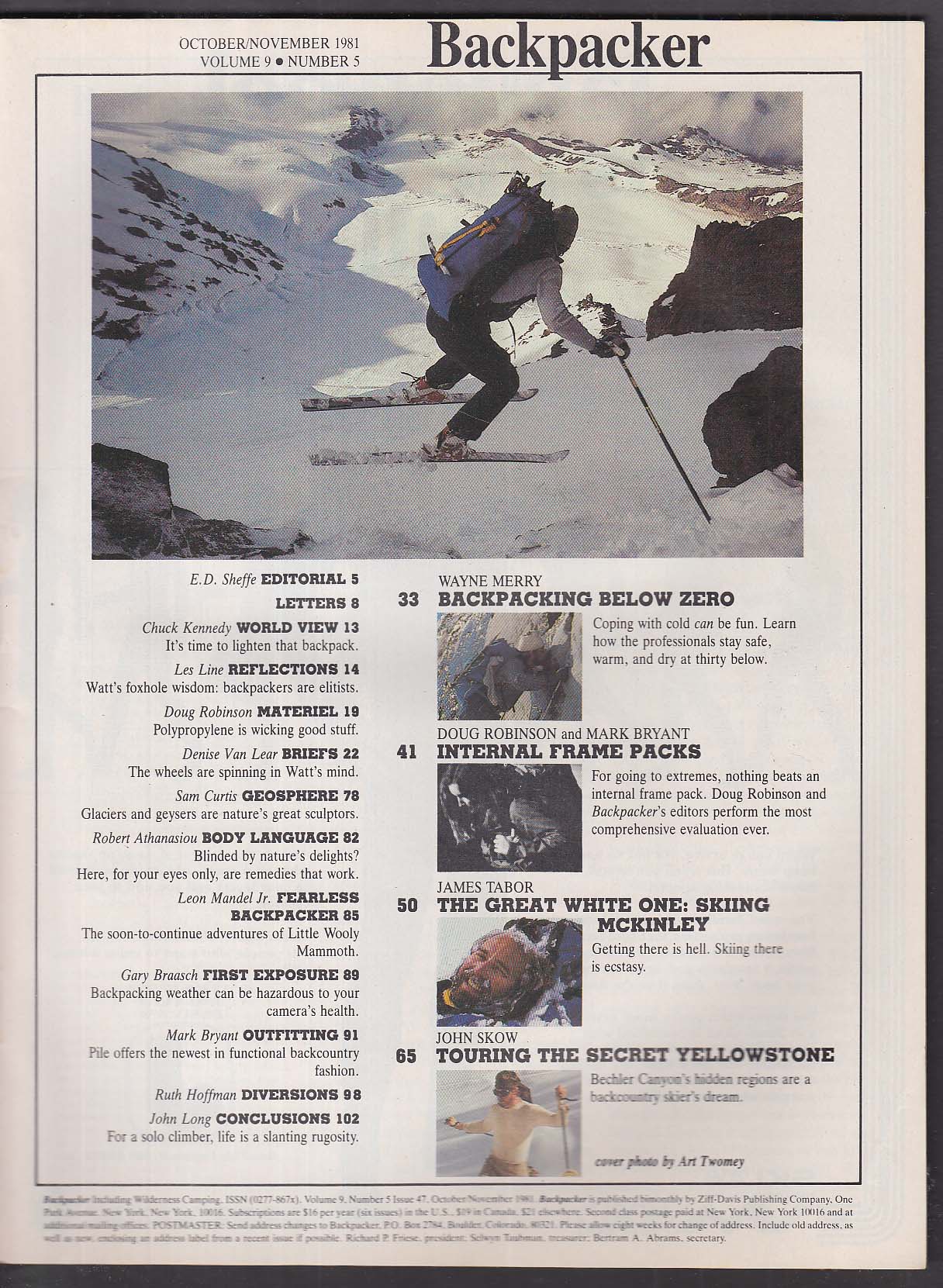 BACKPACKER McKinley Wayne Merry Doug Robinson Bechler Canyon + 10-11 1981