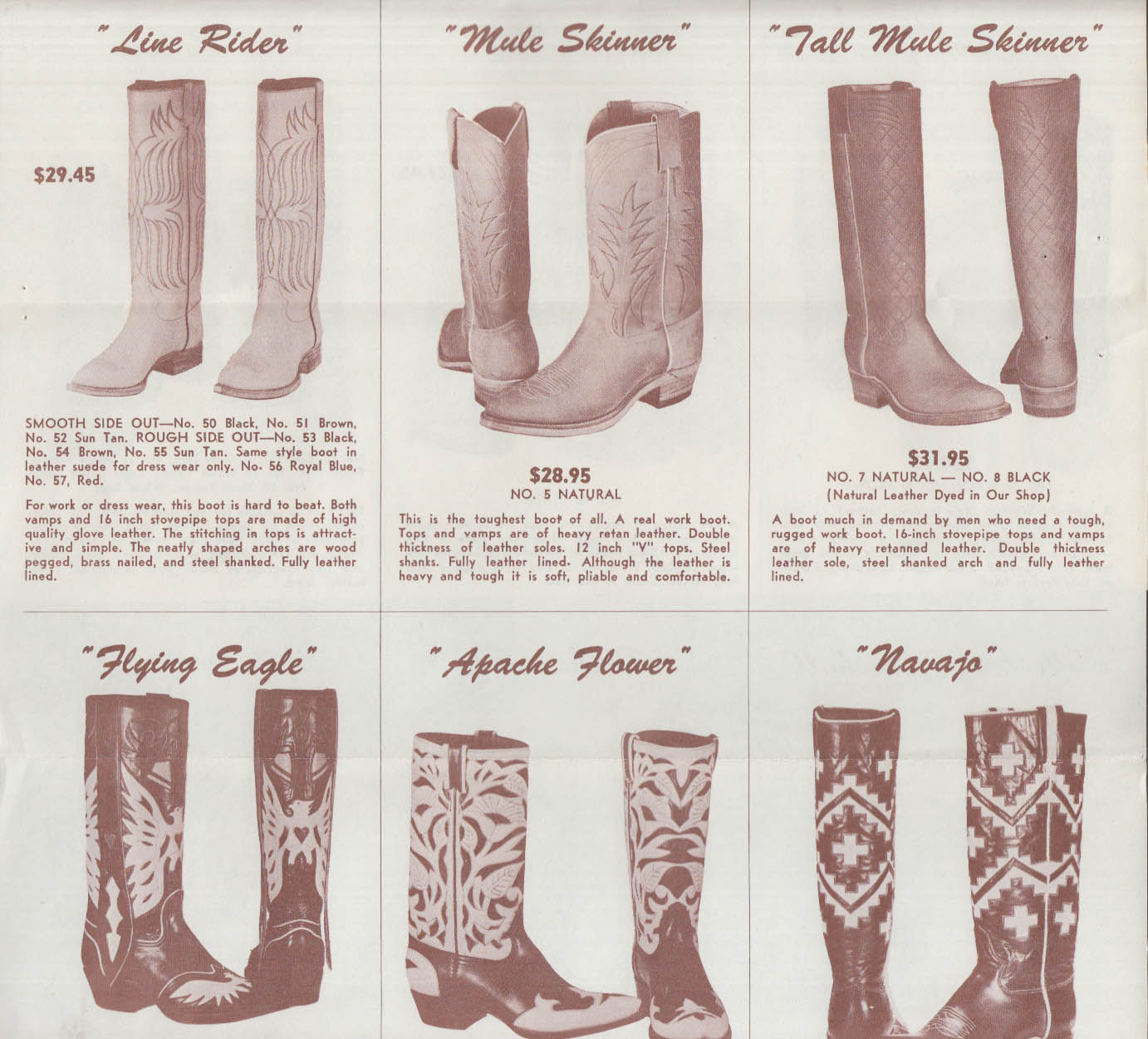 Hall Boot Company Joe Hall Boots El Paso TX mail order mailer 1960s