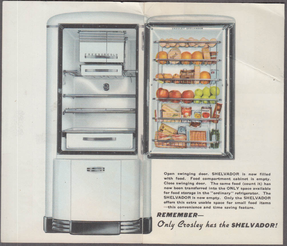 Crosley Shelvador Refrigerator sales folder NY World's Fair 1940