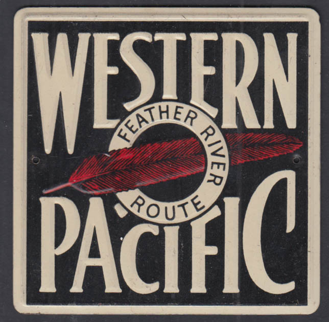 Western Pacific Railroad Post Cereal metal railroad plaque 1954-1955