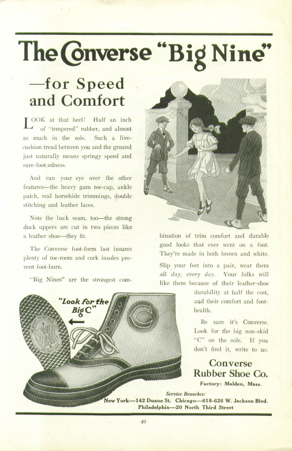 The Converse Big Nine Athletic Shoe for Speed & Comfort ad 1920