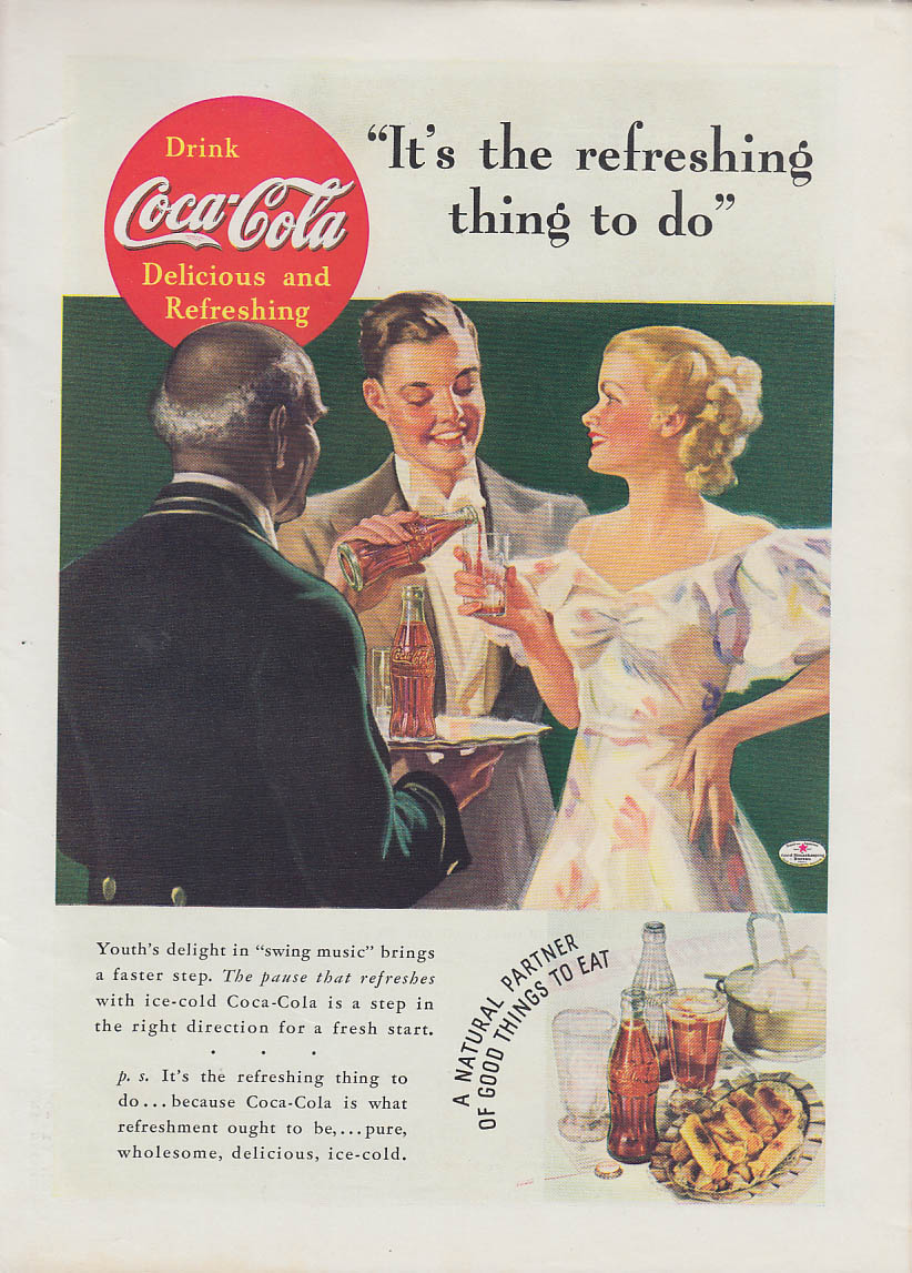 It's the refreshing thing to do! Coca-Cola ad 1936 T Black waiter