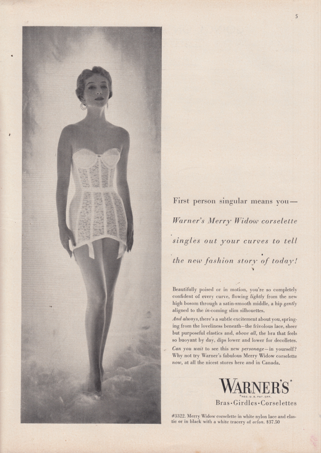 First Person singular Warner's Merry Widow Corselette ad 1954 NY
