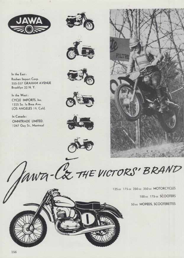 The Victors Brand - Jawa-Cz Motorcycles Scooters Mopeds ad 1961