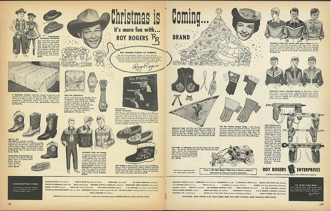 Christmas is coming Roy Rogers Enterprises toy ad 1955 holsters 