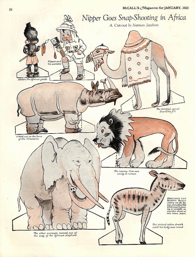 Norman Jackson: Nipper Goes Snap-Shooting in Africa paper Doll page 1925