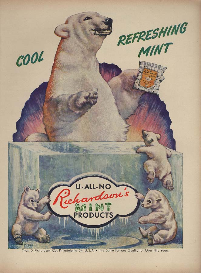 Cool refreshing mint - Richardson's After Dinner Mints ad 1949 Polar ...