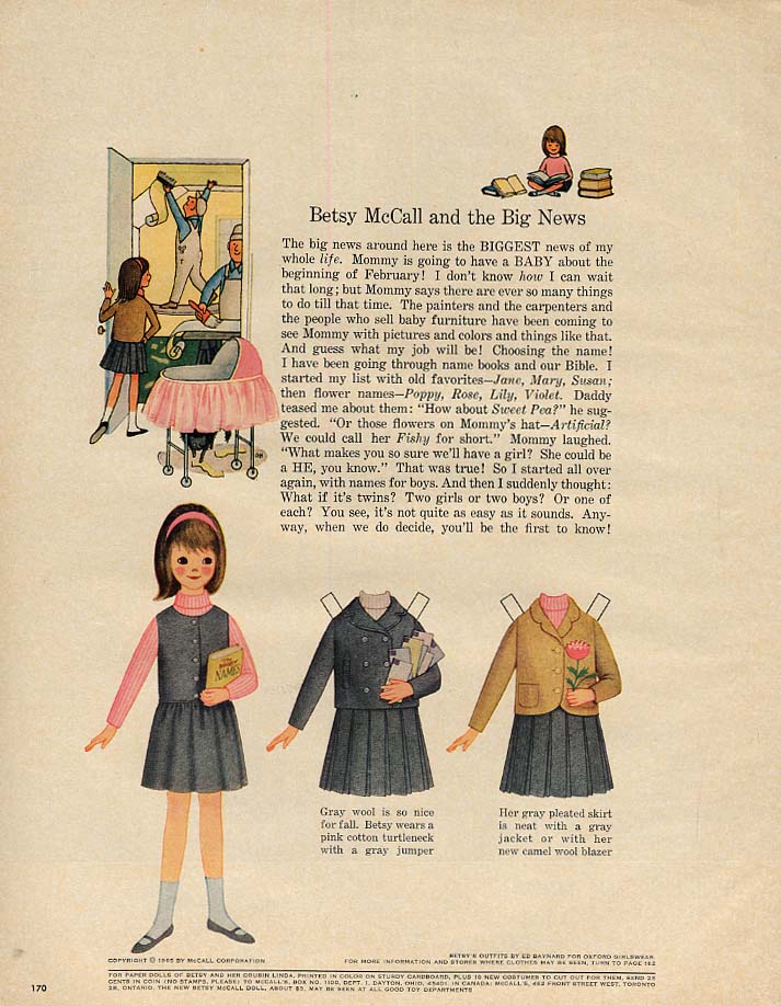 Betsy McCall and the Big News paper doll page 9 1965