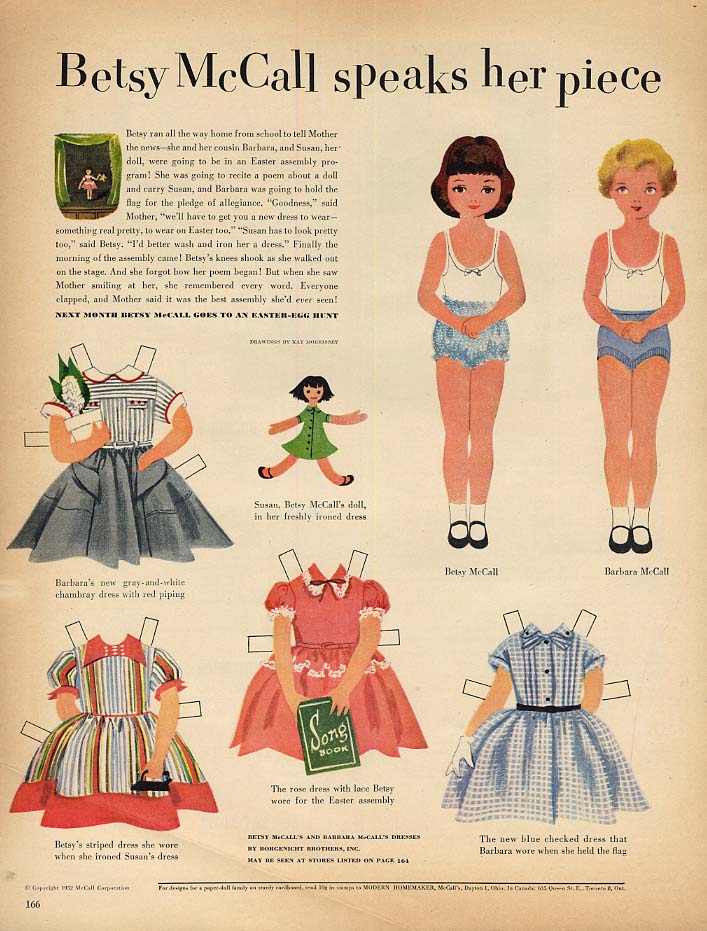 Betsy McCall speaks her piece paper doll page 3 1952
