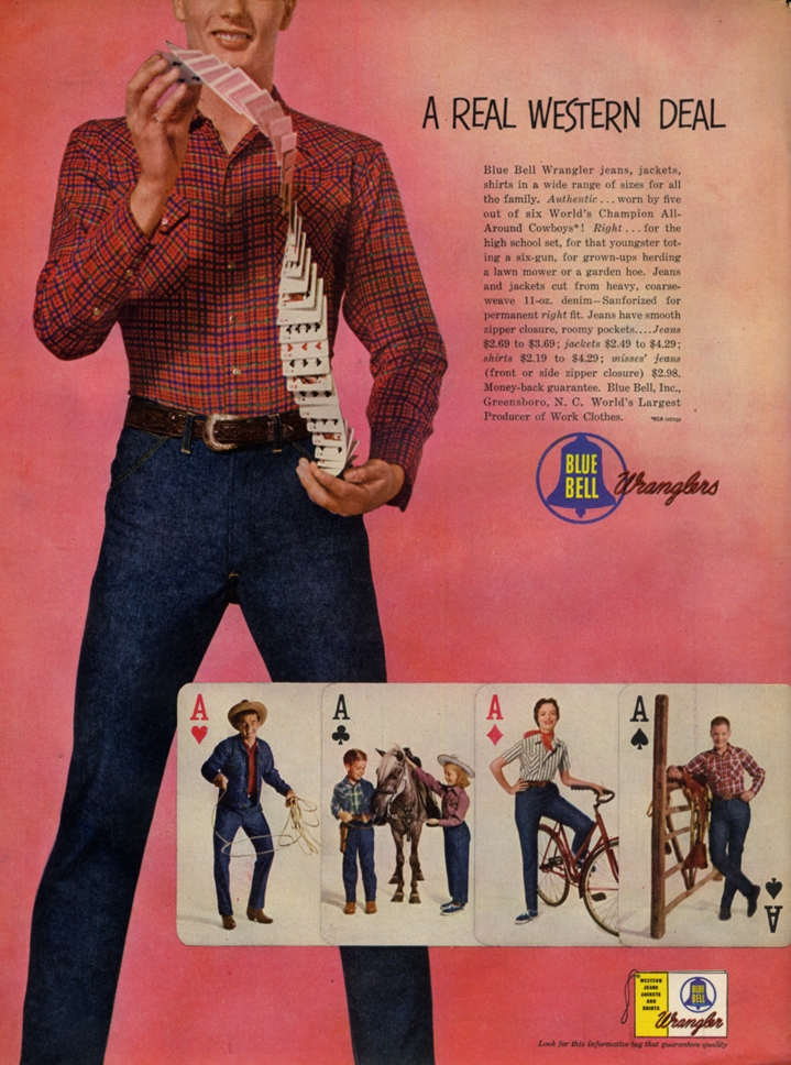 A Real Western Deal - Blue Bell Wrangler jeans ad 1953 L