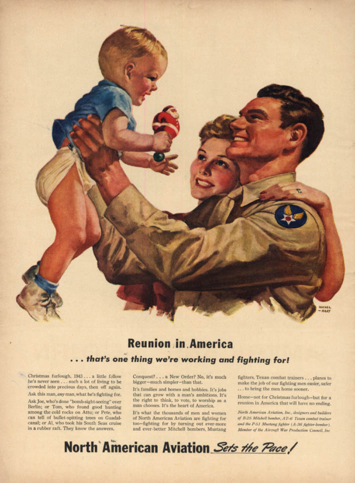 Reunion in America- what we're figting for North American Aviation ad1943 L