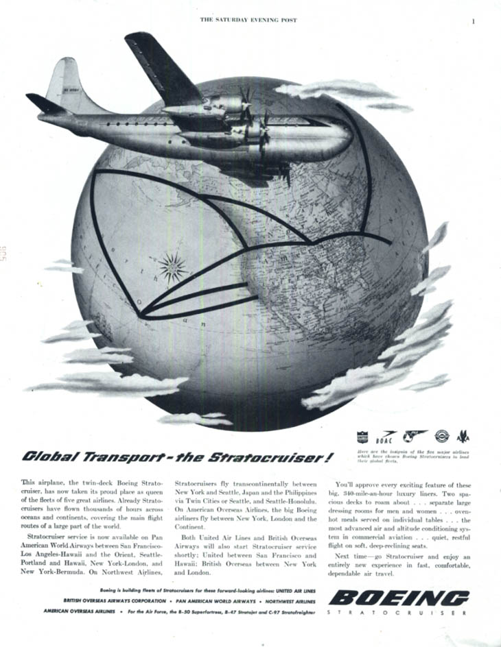 Global Transport - The Boeing Stratocruiser ad 1949