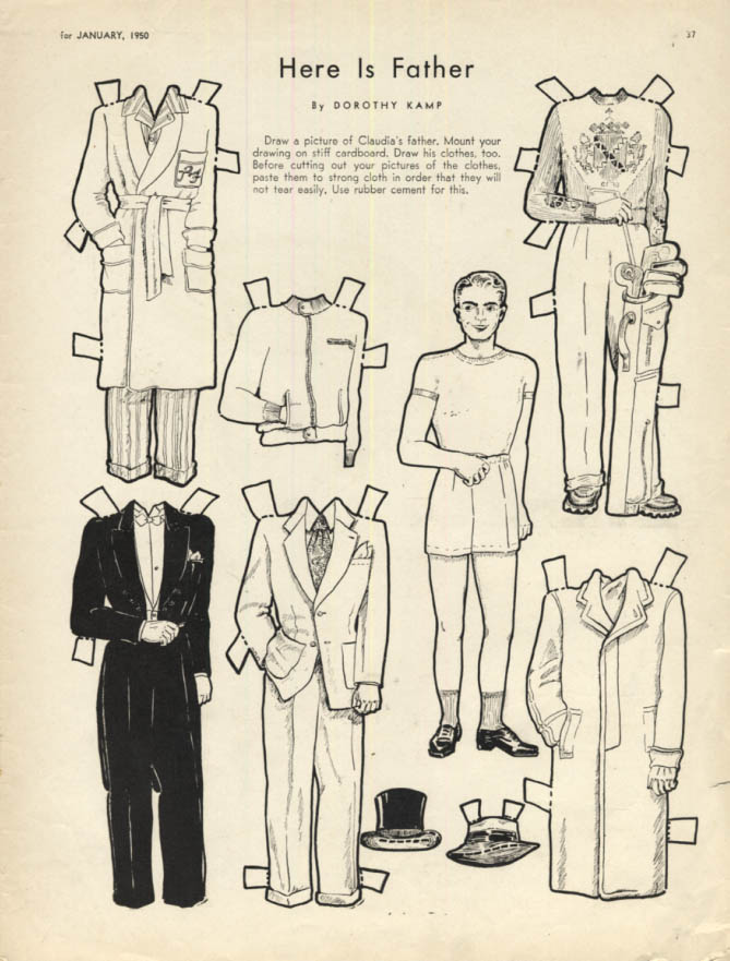 Here is Father by Dorothy Kamp paper doll page 1950