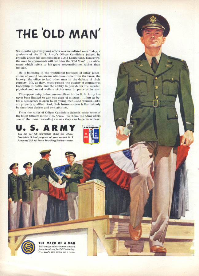 The Old Man - US Army OCS Commissioning Ceremony recruitment ad 1951 L