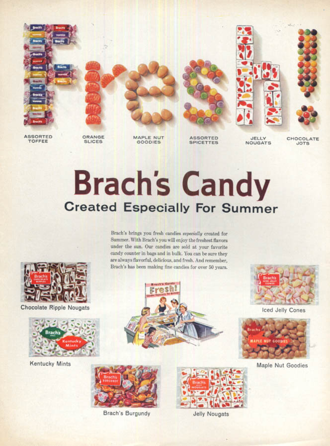 FRESH! Brach's Candy Created Especially for Summer ad 1960 L
