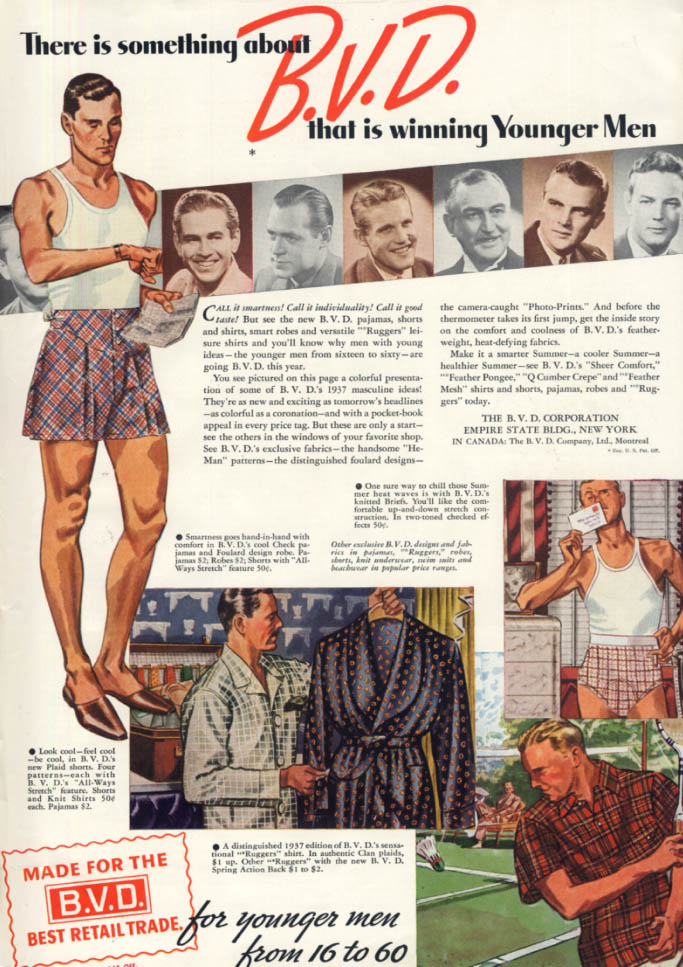Something about BVD is winning Younger Men: underwear, robes shirt ad 1937