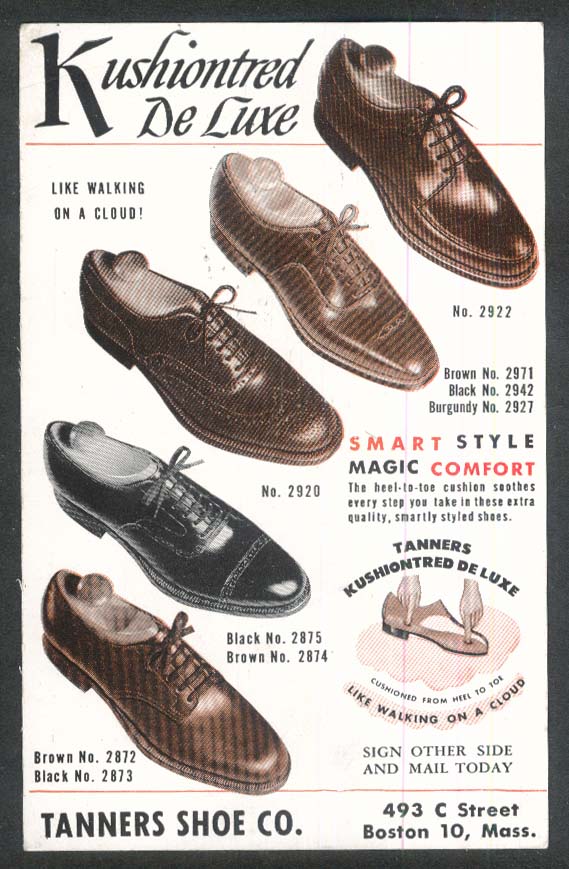 Kushiontred Deluxe Tanners Shoe Co 493 C St Boston MA advertising ...