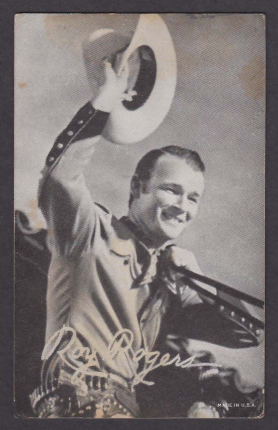 Roy Rogers waving hat arcade card 1940s