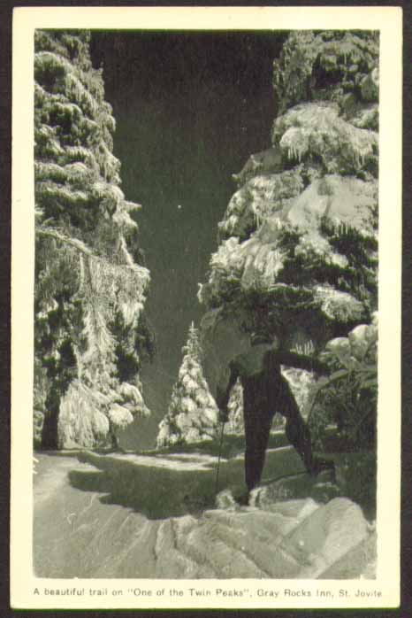 Skiing Gray Rocks Inn St Jovite PQ postcard 1920s